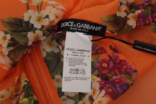Dolce & Gabbana Elegant Floral Silk Blouse with Back Zipper - Image 6