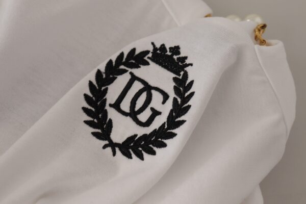 Dolce & Gabbana Stunning V-Neckline Logo Embellished Tee - Image 7