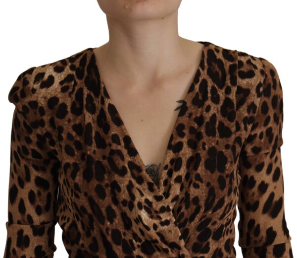 Dolce & Gabbana Elegant V-Neck A-Line Maxi Dress in Brown - Image 3