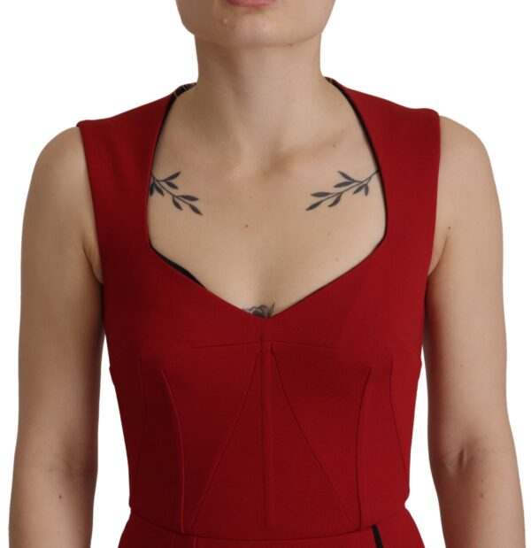 Dolce & Gabbana Elegant Red Bodycon Midi Dress - Image 3