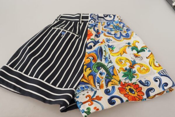 Dolce & Gabbana Majolica High Waist Designer Bermuda Shorts - Image 7