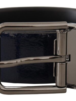 Dolce & Gabbana Elegant Blue Leather Belt with Silver Buckle