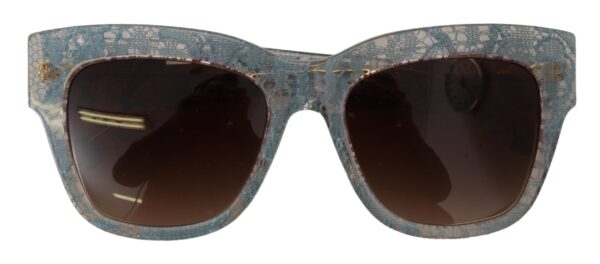 Dolce & Gabbana Elegant Lace Detail Blue Sunglasses - Image 4