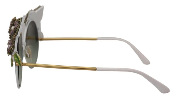 Dolce & Gabbana Elegant Floral Embellished Gold Sunglasses - Image 2