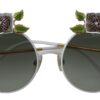 Dolce & Gabbana Elegant Floral Embellished Gold Sunglasses - Image 4
