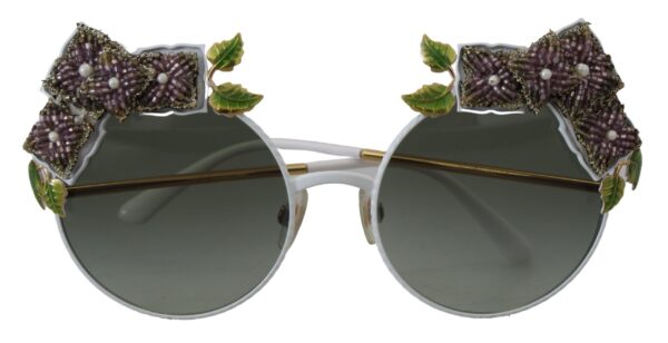 Dolce & Gabbana Elegant Floral Embellished Gold Sunglasses - Image 4