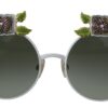 Dolce & Gabbana Elegant Floral Embellished Gold Sunglasses