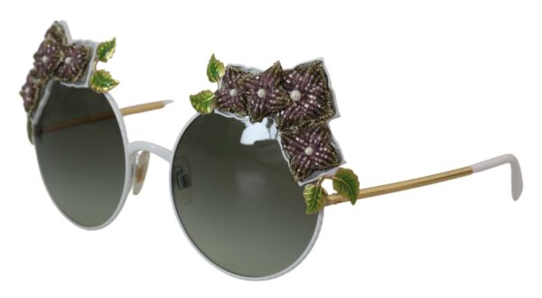 Dolce & Gabbana Elegant Floral Embellished Gold Sunglasses - Image 6