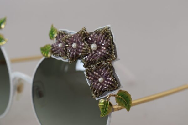 Dolce & Gabbana Elegant Floral Embellished Gold Sunglasses - Image 7