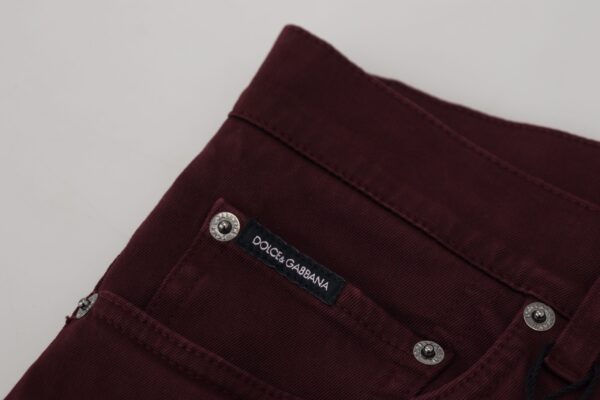 Dolce & Gabbana Slim Fit Bordeaux Jeans - Italian Luxury - Image 5