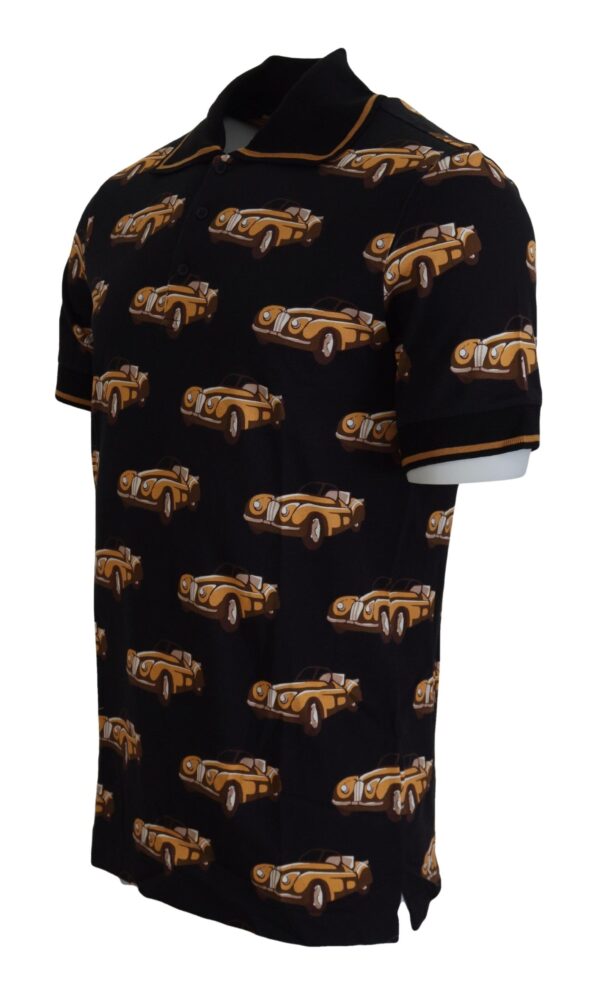 Dolce & Gabbana Elegant Car Print Polo T-Shirt in Black - Image 2