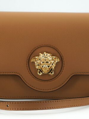 Versace Elegant Calf Leather Shoulder Bag in Brown