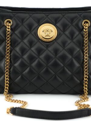 Versace Elegant Quilted Nappa Leather Tote Bag