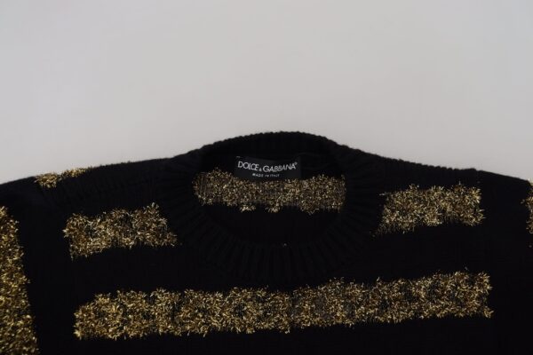 Dolce & Gabbana Elegant Black and Gold Crystal Sweater - Image 5