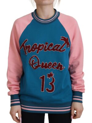 Dolce & Gabbana Sequined Tropical Queen Cotton Sweater
