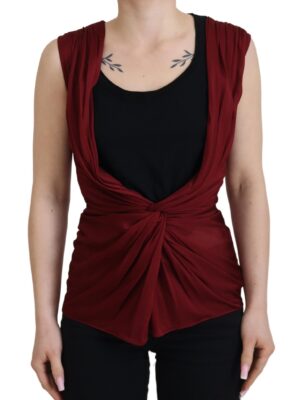 Dolce & Gabbana Bordeaux Silk Blend Top Blouse