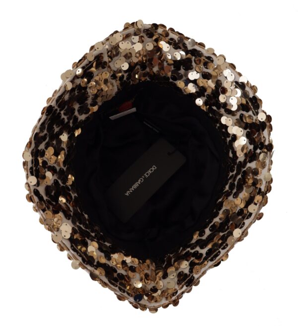 Dolce & Gabbana Elegant Sequined Gold Bucket Hat - Image 5