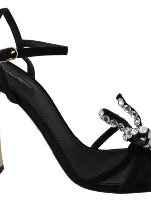 Dolce & Gabbana Elegant Suede High Sandals with Crystal Bows