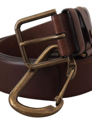 Dolce & Gabbana Elegant Brown Leather Belt with Metal Buckle