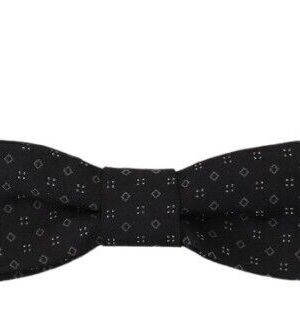 Dolce & Gabbana Exclusive Silk Patterned Black Bow Tie