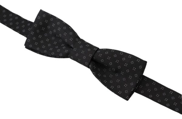 Dolce & Gabbana Exclusive Silk Patterned Black Bow Tie - Image 2