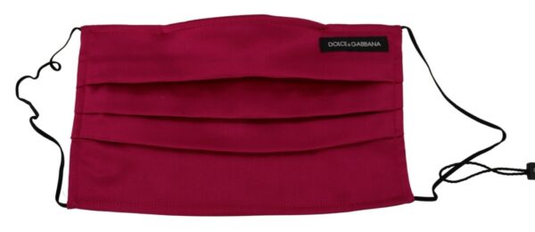 Dolce & Gabbana Elegant Silk Pleated Maroon Face Mask - Image 2