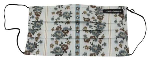Dolce & Gabbana Chic White Floral Pleated Cotton Face Mask - Image 2