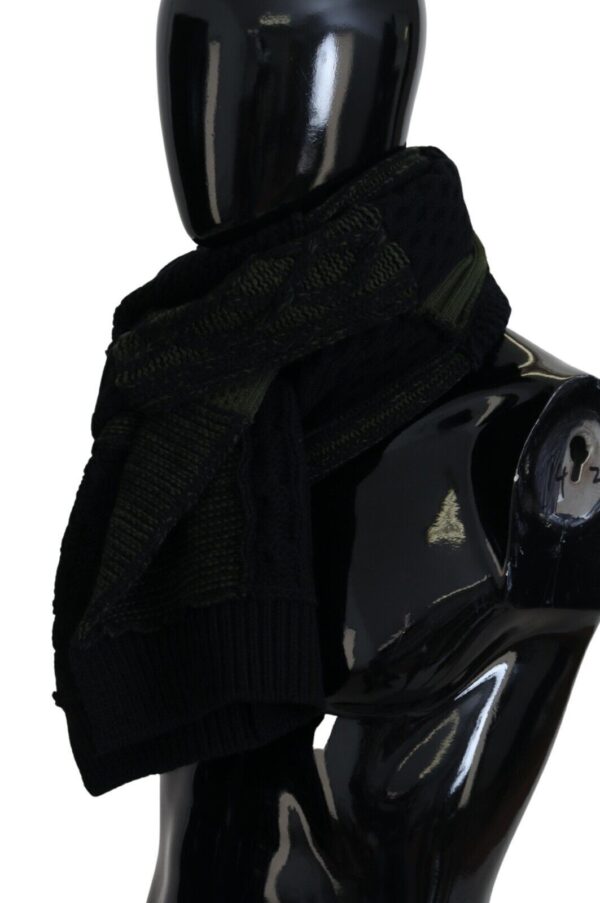 Dolce & Gabbana Elegant Wool Scarf in Black & Green - Image 3
