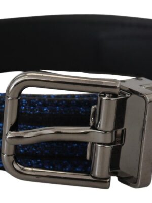 Dolce & Gabbana Elegant Blue Jacquard Leather Belt