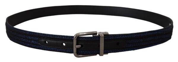 Dolce & Gabbana Elegant Blue Jacquard Leather Belt - Image 3