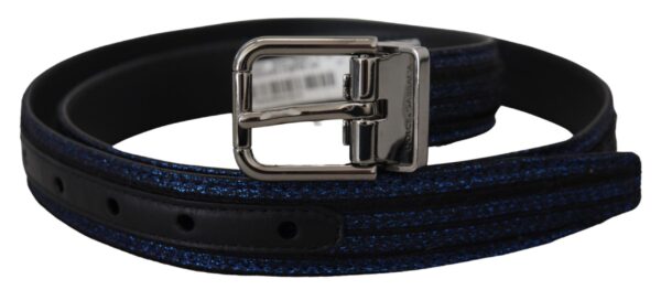 Dolce & Gabbana Elegant Blue Jacquard Leather Belt - Image 2
