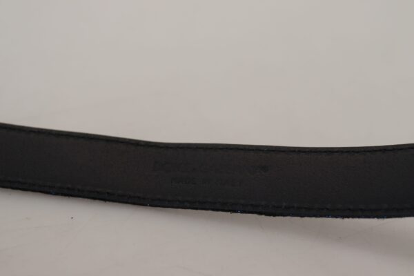 Dolce & Gabbana Elegant Blue Jacquard Leather Belt - Image 4