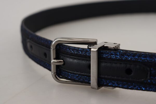Dolce & Gabbana Elegant Blue Jacquard Leather Belt - Image 5