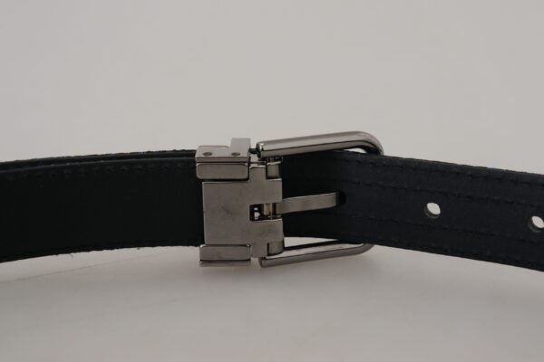Dolce & Gabbana Elegant Blue Jacquard Leather Belt - Image 6