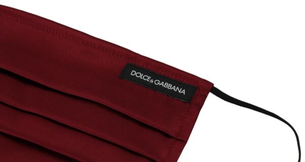Dolce & Gabbana Elegant Silk Pleated Maroon Face Mask - Image 2