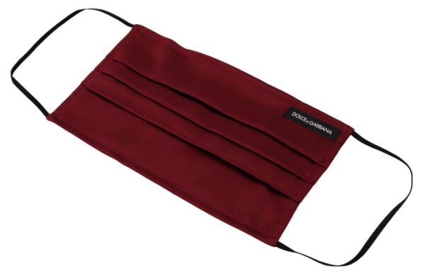 Dolce & Gabbana Elegant Silk Pleated Maroon Face Mask - Image 3