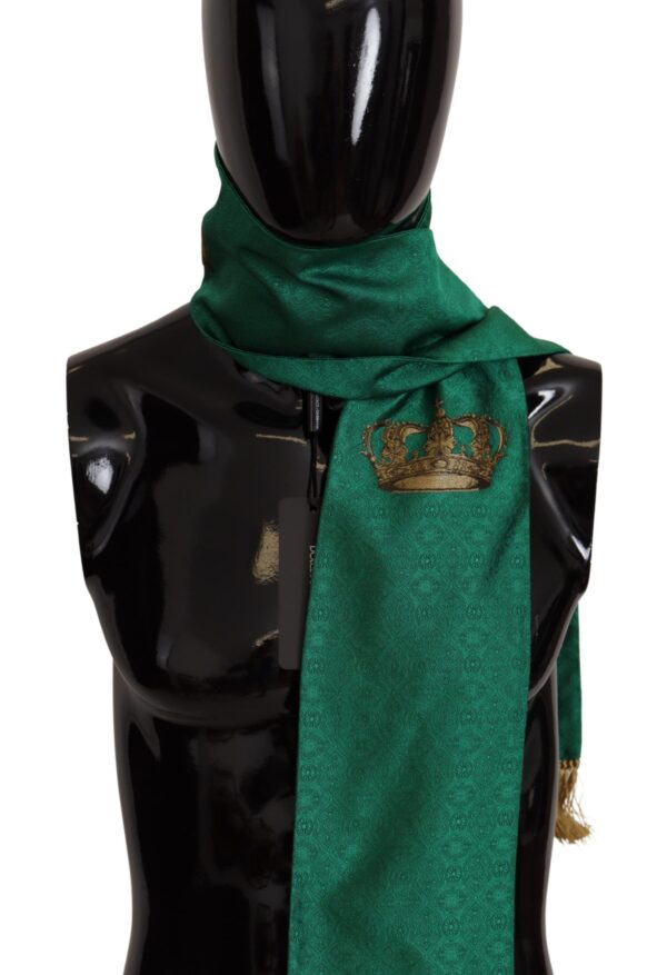 Dolce & Gabbana Elegant Green Silk Blend Men's Scarf - Image 6