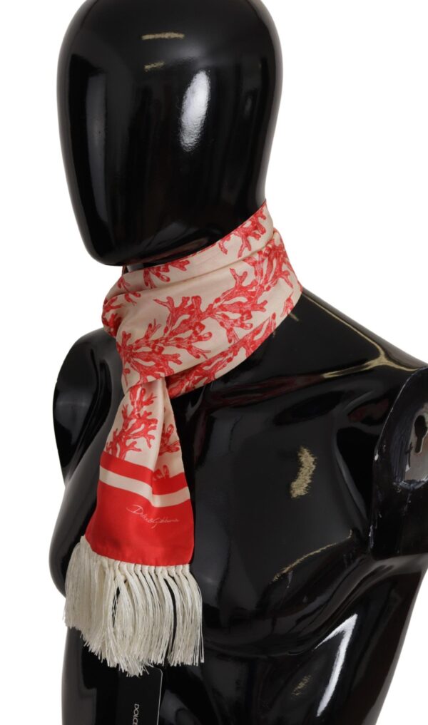 Dolce & Gabbana Elegant Silk Men's Scarf Wrap - Red Coral Print - Image 2