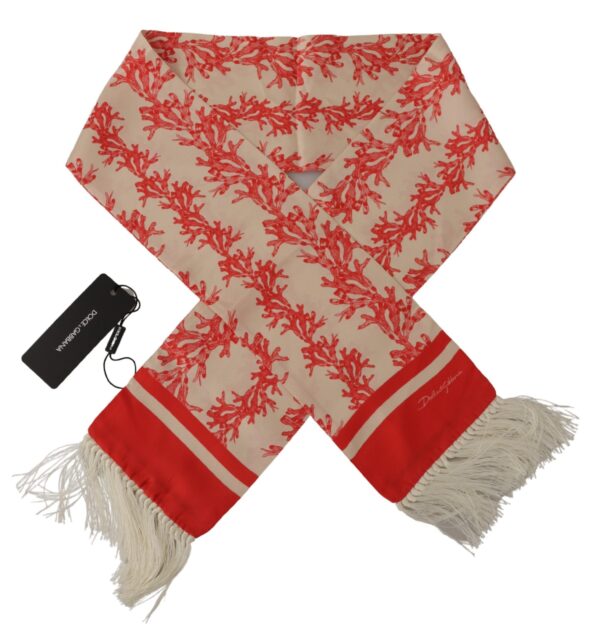 Dolce & Gabbana Elegant Silk Men's Scarf Wrap - Red Coral Print - Image 3