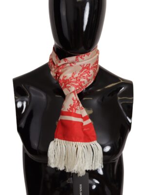 Dolce & Gabbana Elegant Silk Men's Scarf Wrap - Red Coral Print