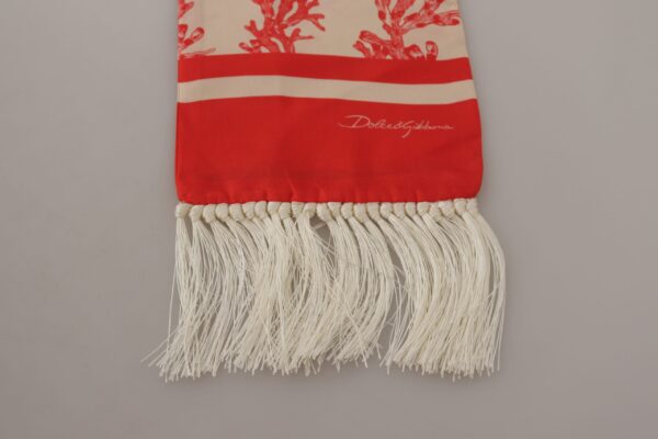 Dolce & Gabbana Elegant Silk Men's Scarf Wrap - Red Coral Print - Image 4