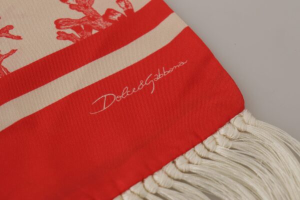 Dolce & Gabbana Elegant Silk Men's Scarf Wrap - Red Coral Print - Image 5