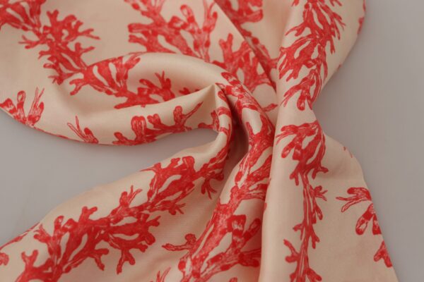 Dolce & Gabbana Elegant Silk Men's Scarf Wrap - Red Coral Print - Image 6