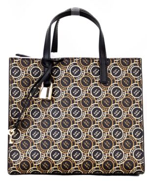 Marc Jacobs Mini Grind Signet Printed Leather Crossbody Tote Handbag Purse