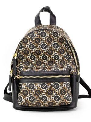 Marc Jacobs Signet Mini Black Logo Printed Leather Shoulder Backpack Bookbag