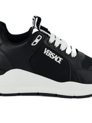 Versace Elegant Monochrome Leather Sneakers