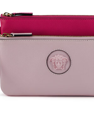 Versace Elegant Pink Leather Pouch Clutch
