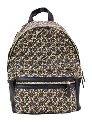 Marc Jacobs Signet Medium Black Logo Printed Leather Shoulder Backpack Bookbag