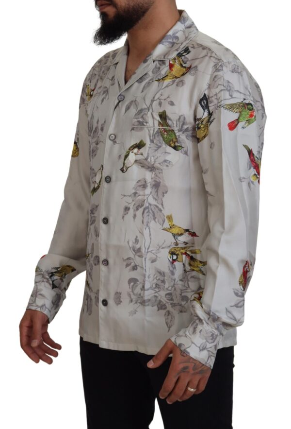 Dolce & Gabbana Elegant Silk Bird Print Casual Shirt - Image 2