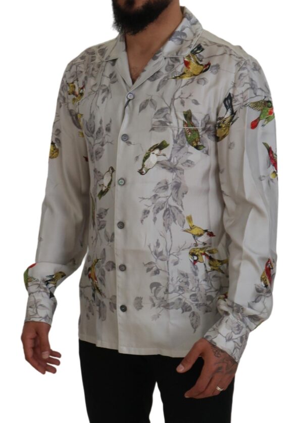Dolce & Gabbana Elegant Silk Bird Print Casual Shirt - Image 5